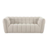 Anton 3 Seater Sofa upholstered in white boucle fabric with clean lines, plush cushions, and modern luxury design.